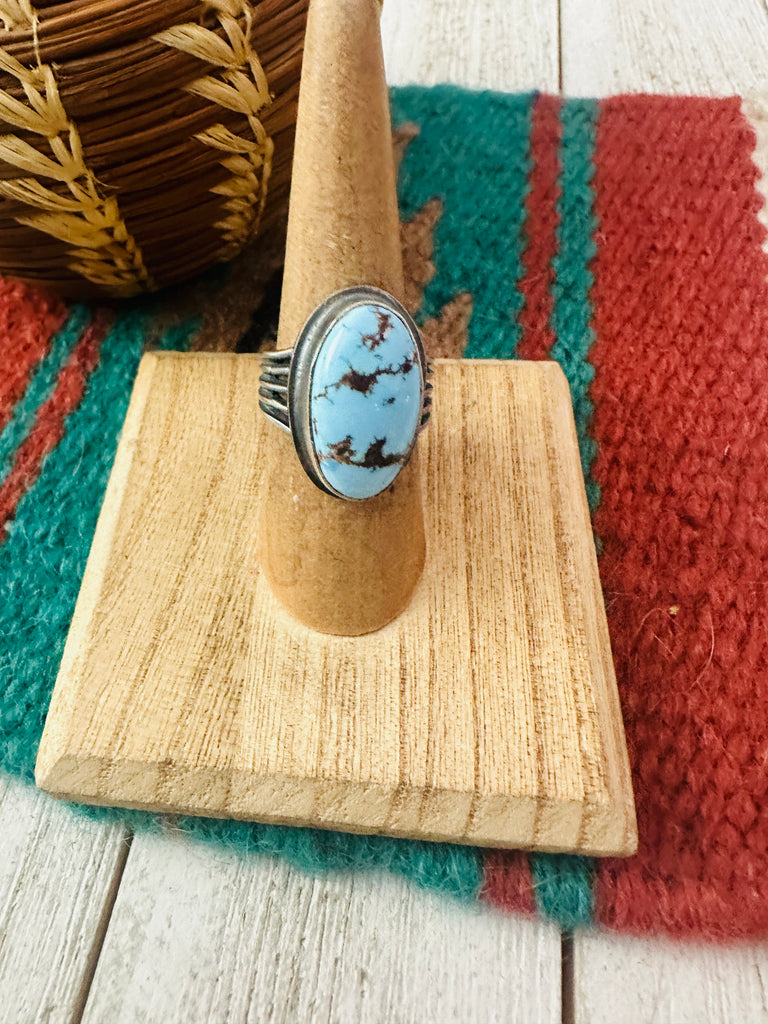 Size 6.5 Navajo Golden Hills Turquoise & Sterling Silver Ring NT jewelry Nizhoni Traders LLC   