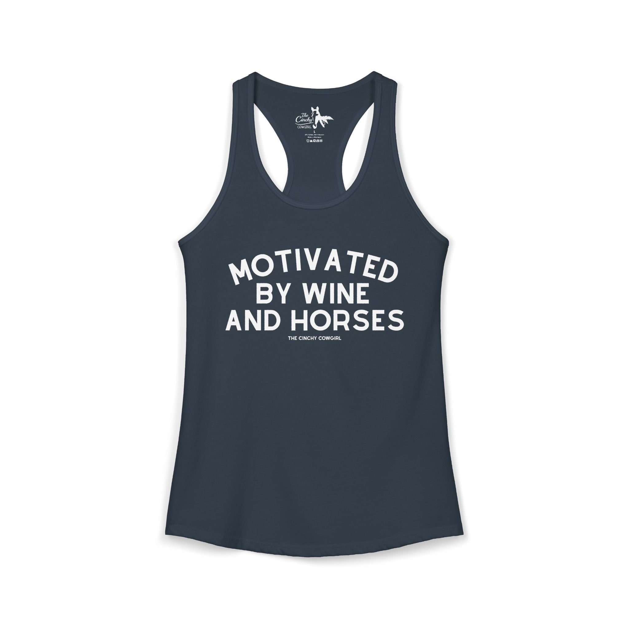 Motivated By Wine & Horses Tank Top Tank Top The Cinchy Cowgirl - Print XS Solid Indigo