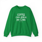 Coffee Cuss Words & Cows Crewneck Sweatshirt Sweatshirt Printify S Irish Green 