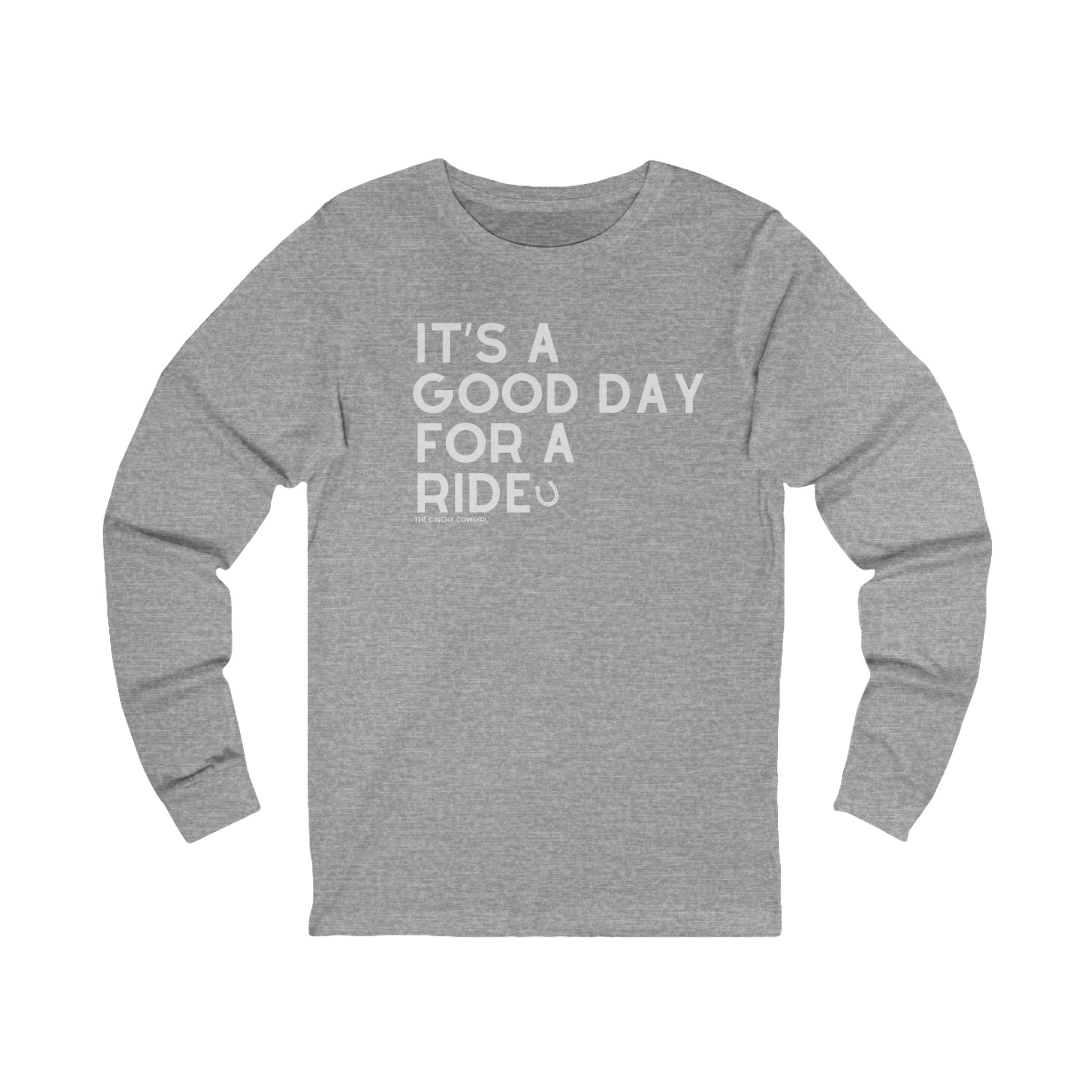 It's A Good Day For A Ride Long Sleeve Tee Long-sleeve The Cinchy Cowgirl - Print S Athletic Heather