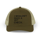 Embroidered I Wouldn't Pass A Vet Check Trucker Hat Embroidered TCC Hat The Cinchy Cowgirl - Print Moss / Khaki