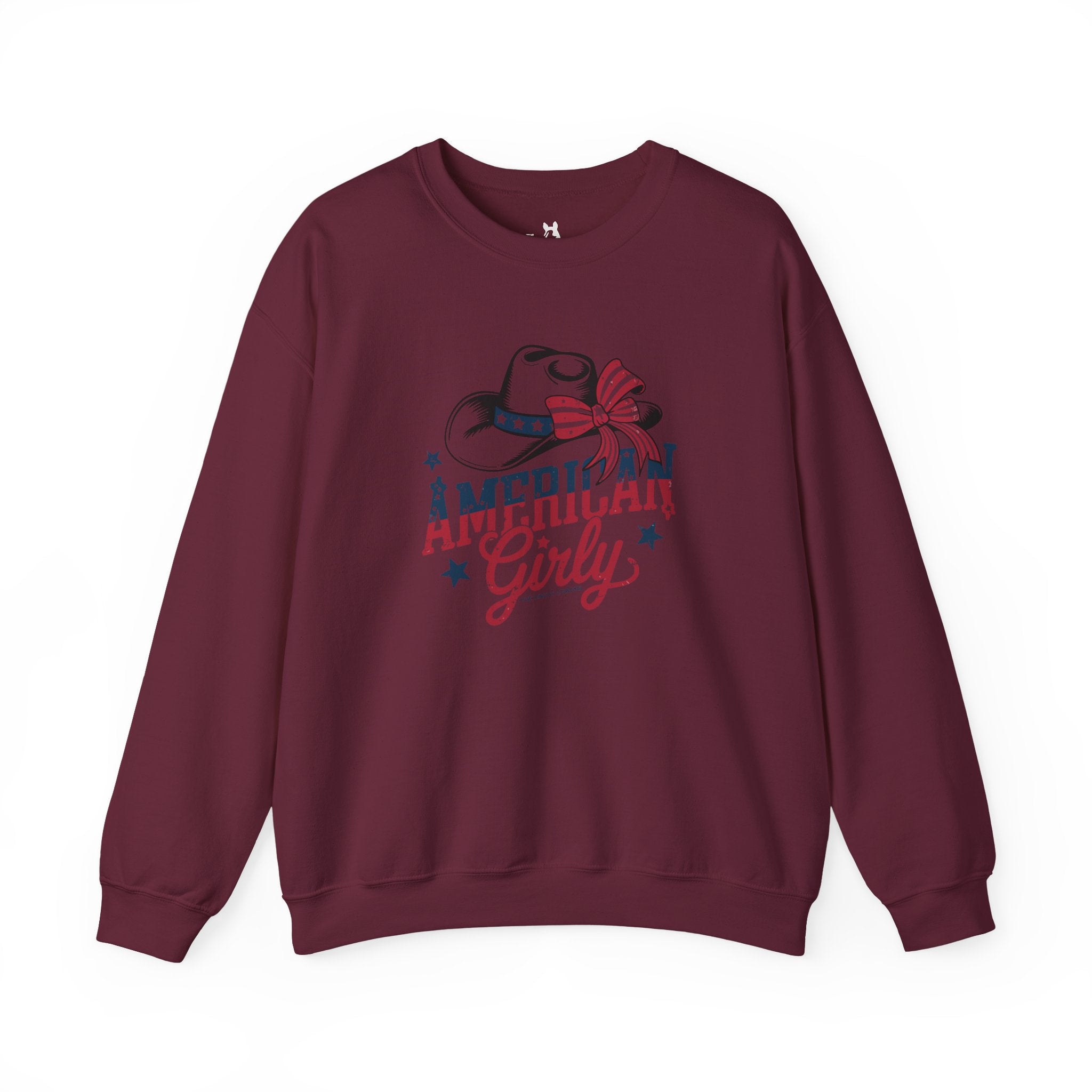 American Girly Fleece Pullover Sweatshirt The Cinchy Cowgirl - Print S Maroon