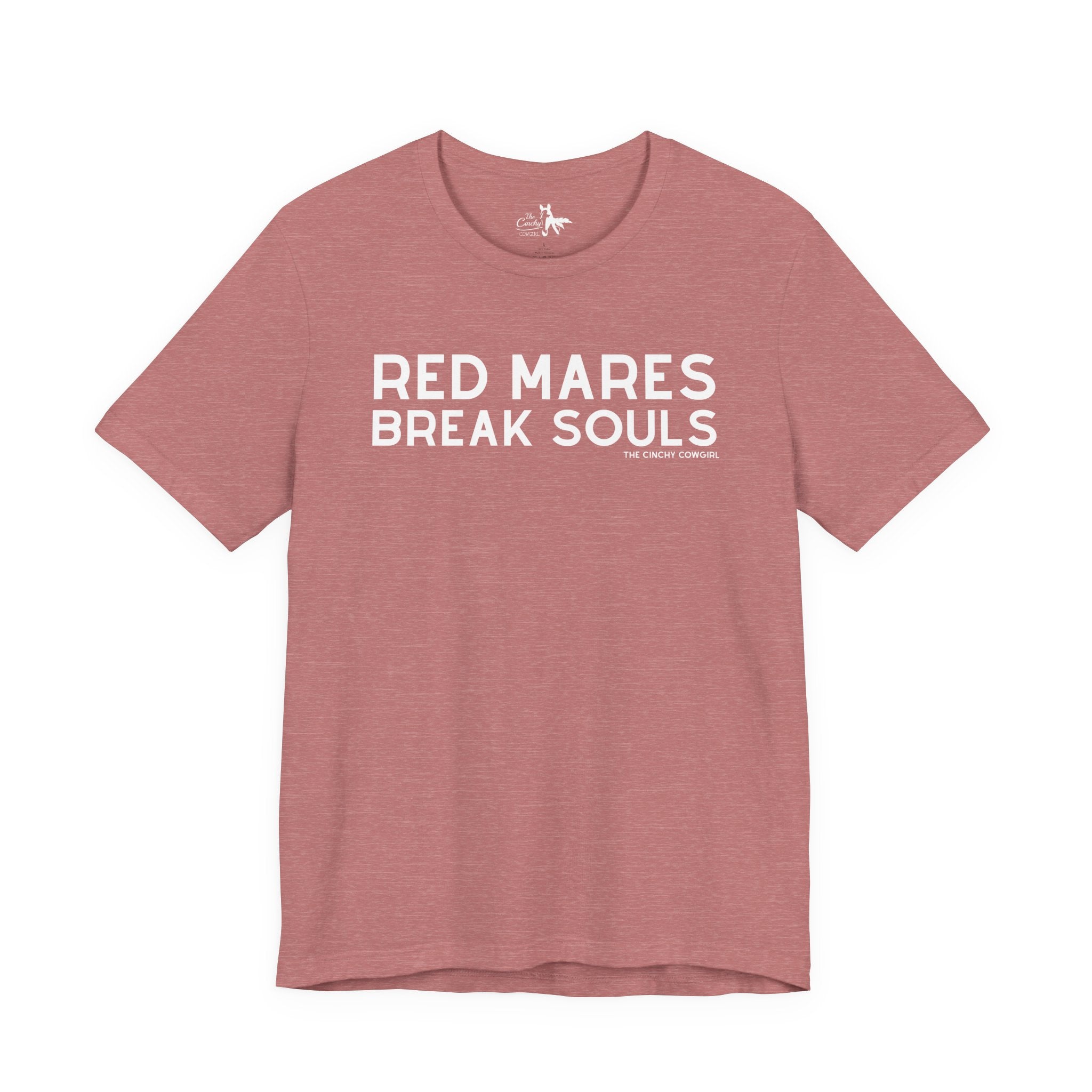 Red Mares Break Souls Short Sleeve Tee T-Shirt The Cinchy Cowgirl - Print Heather Mauve XS