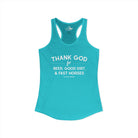 Thank God for Beer, Good Dirt & Fast Horses Tank Top Tank Top The Cinchy Cowgirl - Print XS Solid Tahiti Blue