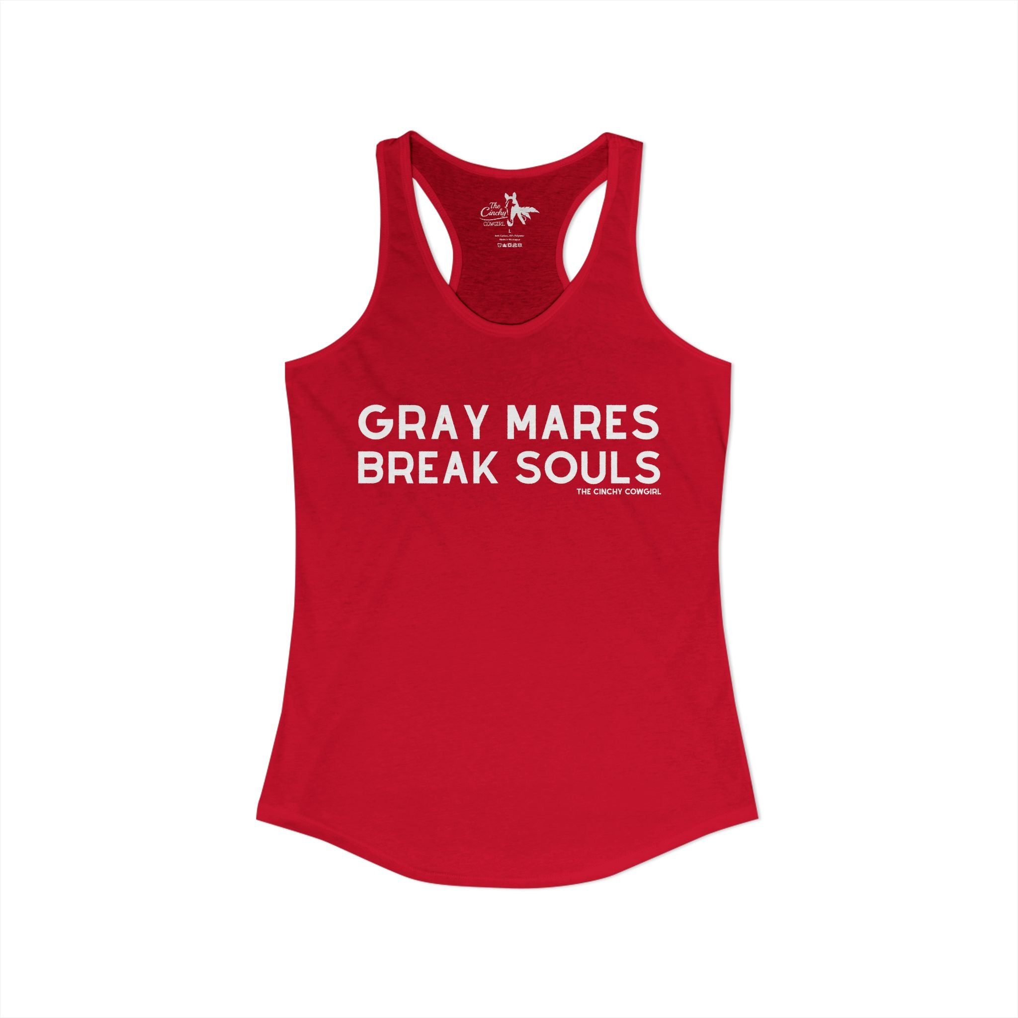Gray Mares Break Souls Tank Top Tank Top The Cinchy Cowgirl - Print XS Solid Red