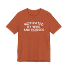 Motivated By Wine & Horses Short Sleeve Tee T-Shirt The Cinchy Cowgirl - Print Heather Autumn XS
