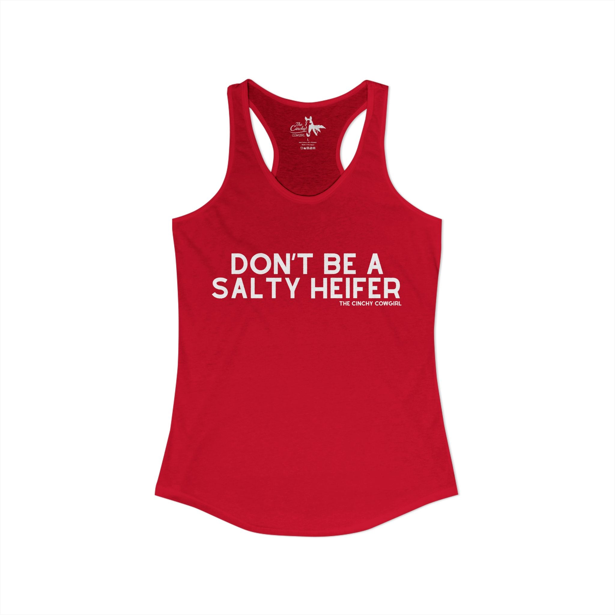 Don't Be A Salty Heifer Tank Top Tank Top The Cinchy Cowgirl - Print XS Solid Red