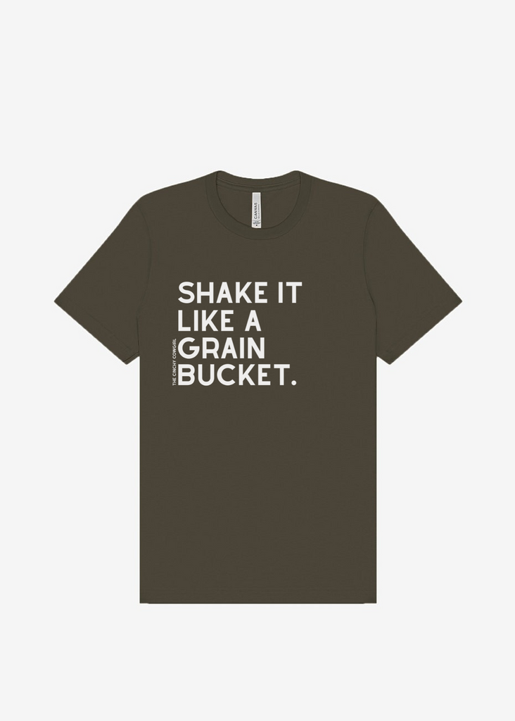 Shake It Like A Grain Bucket Short Sleeve Graphic Tee [16 Colors] Short Sleeve Graphic Tee The Cinchy Cowgirl