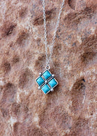 Square Turquoise Stone Pendant Necklace Necklace Blue Tortoise