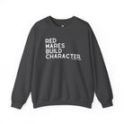 Red Mares Build Character Pullover Sweatshirt The Cinchy Cowgirl - Print S Dark Heather