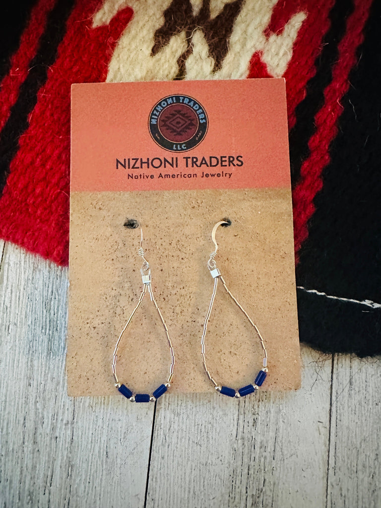 Liquid Silver Beaded Earrings NT jewelry Nizhoni Traders LLC   