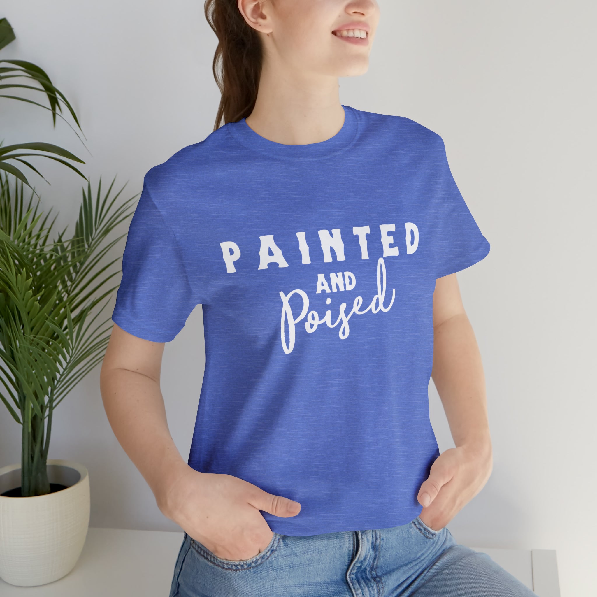Painted & Poised Short Sleeve Tee Horse Color Shirt Printify Heather Columbia Blue XS 