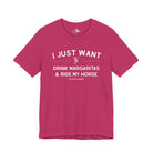 I Just Want To Drink Margaritas And Ride My Horses Short Sleeve Tee T-Shirt The Cinchy Cowgirl - Print Berry XS