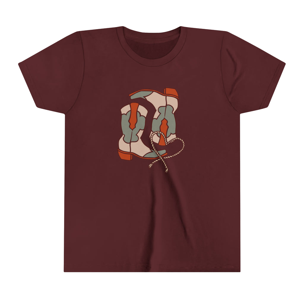 Pair A' Boots Youth Short Sleeve Tee Maroon