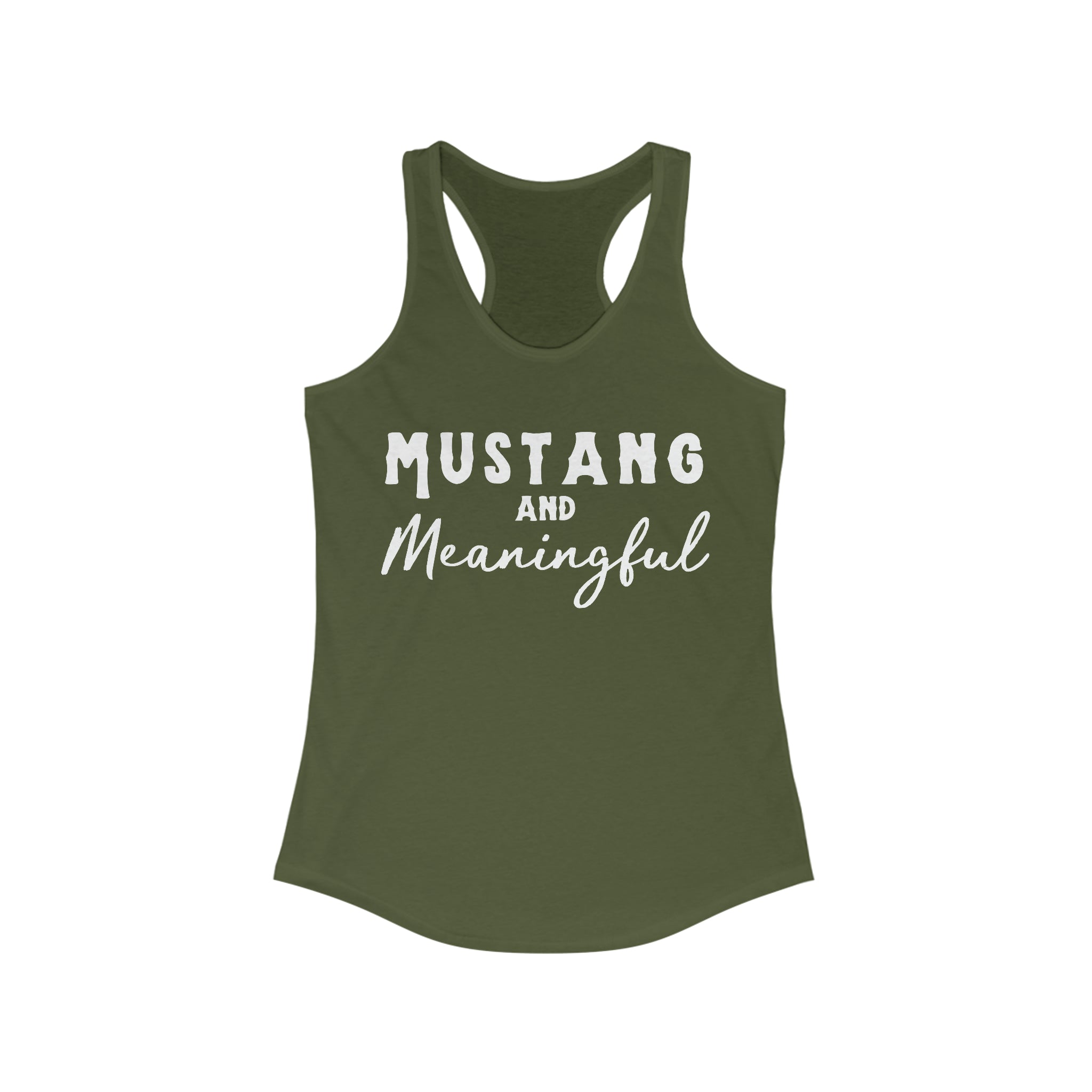Mustang & Meaningful Racerback Tank Horse Color Shirts Printify XS Solid Military Green 