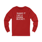 Shake It Like A Grain Bucket Long Sleeve Tee Long-sleeve The Cinchy Cowgirl - Print S Red