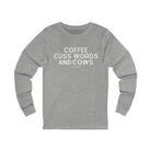 Coffee, Cuss Words And Cows Long Sleeve Tee Long-sleeve The Cinchy Cowgirl - Print S Athletic Heather