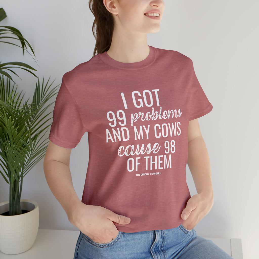 Cow Problems Short Sleeve Tee tcc graphic tee Printify Heather Mauve XS 