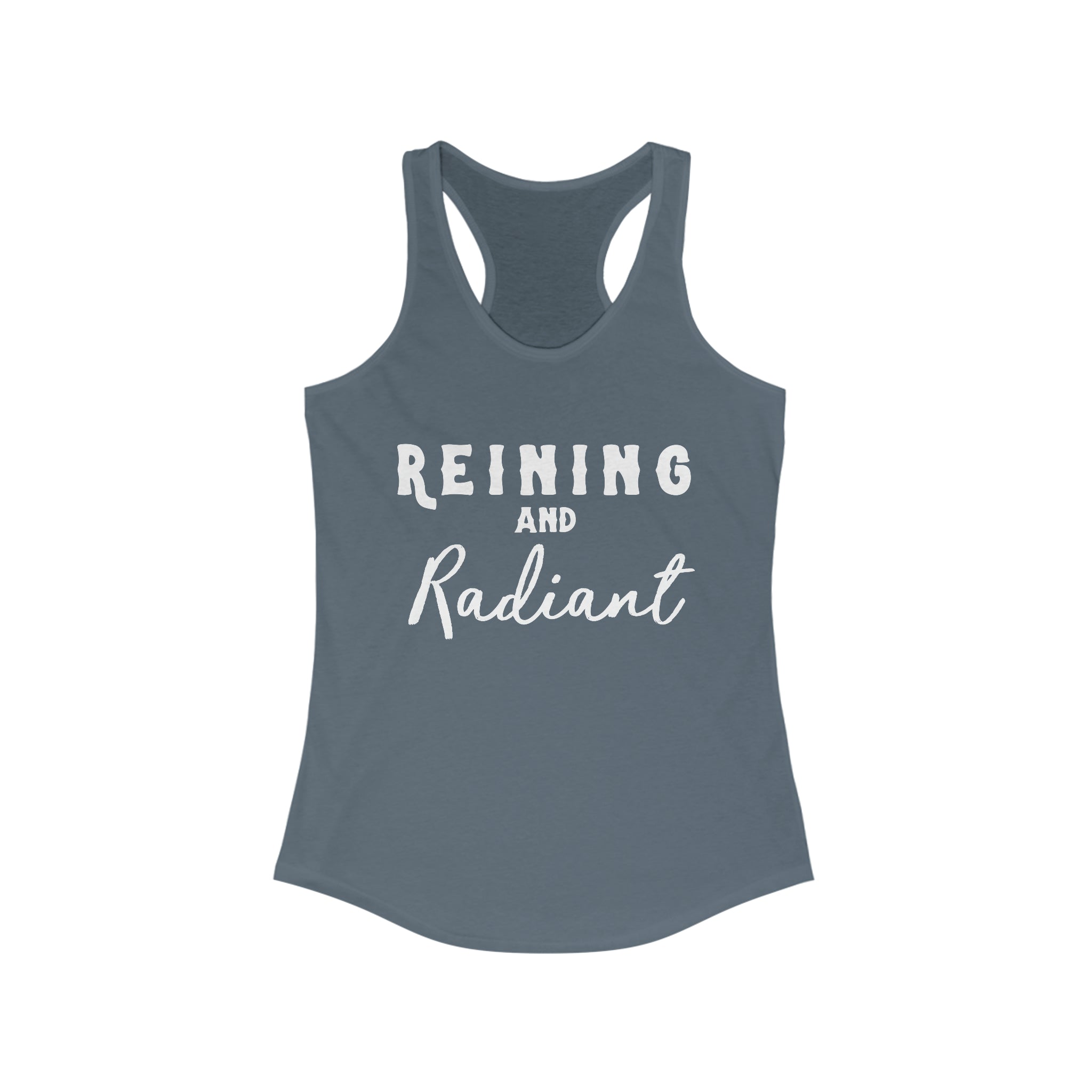 Reining & Radiant Racerback Tank Horse Riding Discipline Tee Printify XS Solid Indigo 