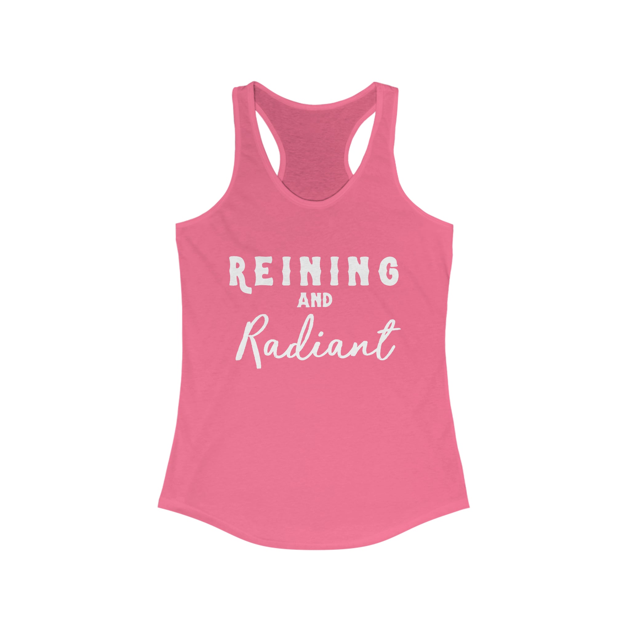 Reining & Radiant Racerback Tank Horse Riding Discipline Tee Printify XS Solid Hot Pink 