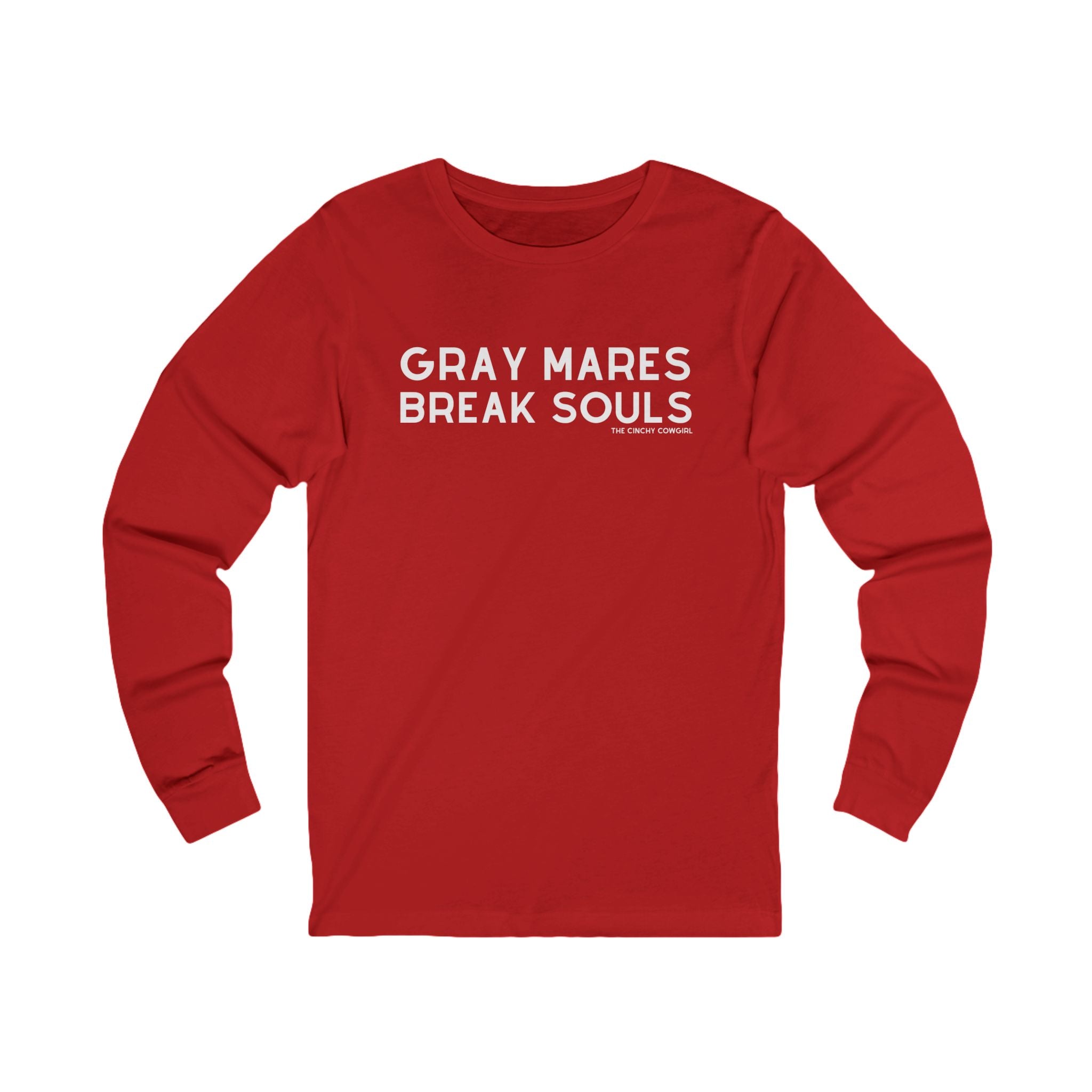 Gray Mares Break Souls Long Sleeve Tee Long-sleeve The Cinchy Cowgirl - Print S Red