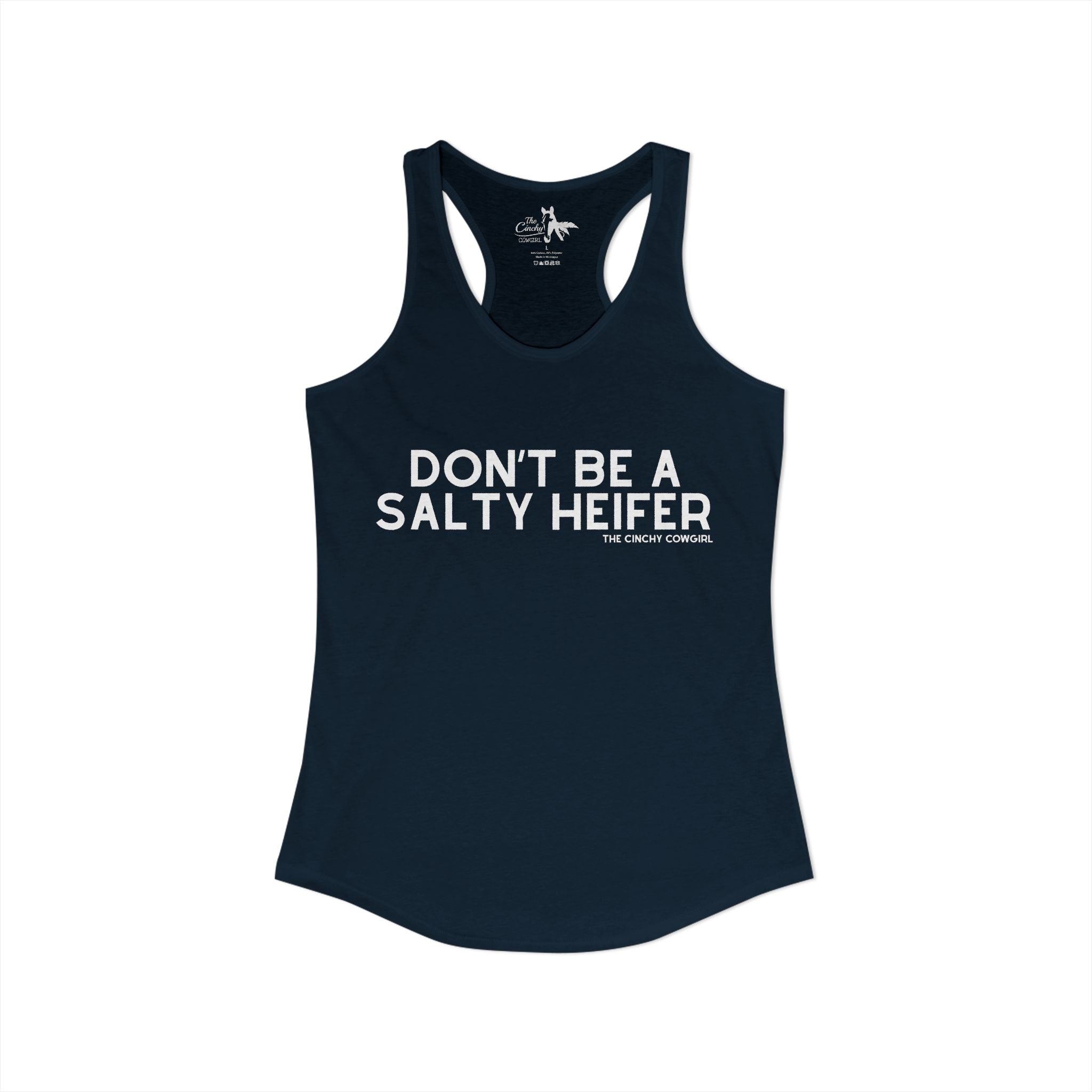 Don't Be A Salty Heifer Tank Top Tank Top The Cinchy Cowgirl - Print XS Solid Midnight Navy