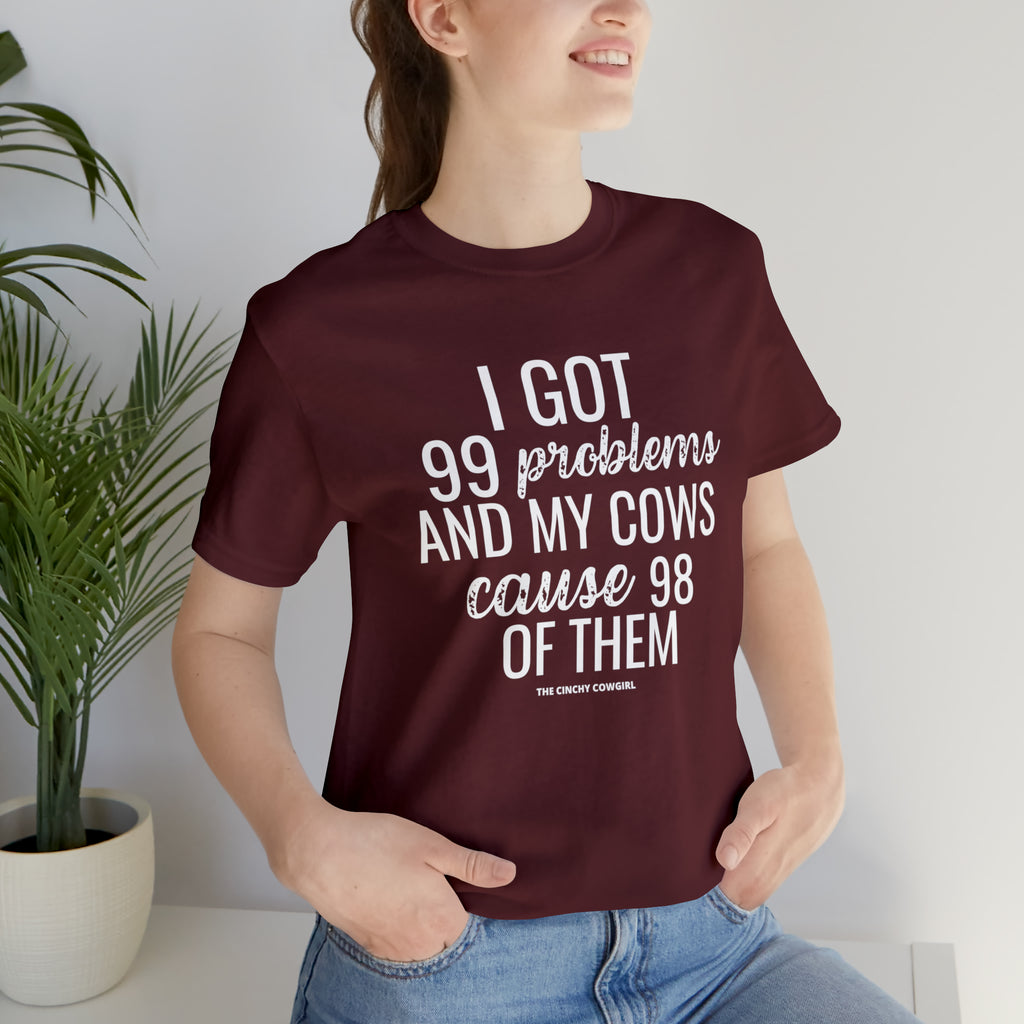 Cow Problems Short Sleeve Tee tcc graphic tee Printify Maroon XS 