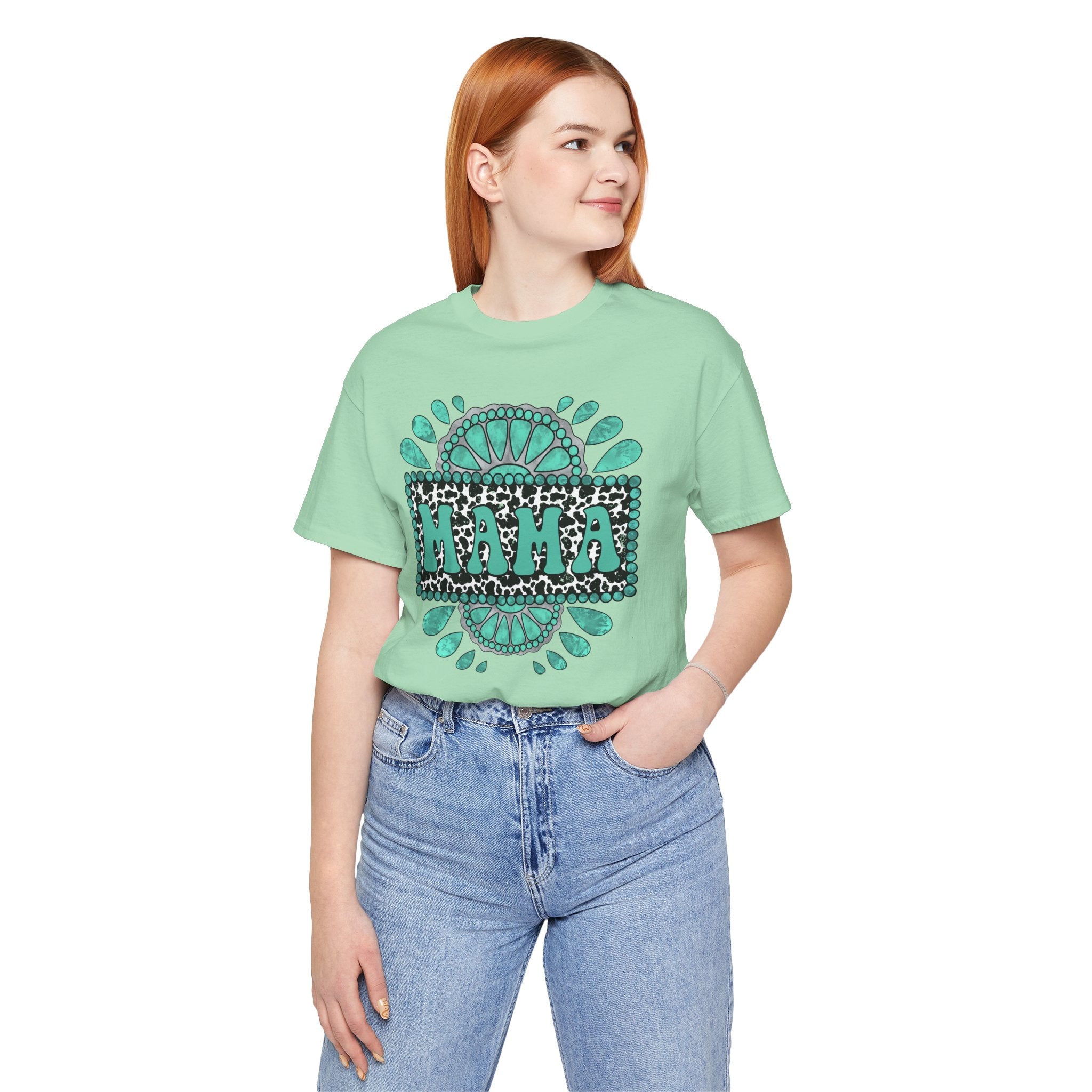 Turquoise Western Mama Short Sleeve Graphic Tee (Available In 14 Colors) T-Shirt Printify
