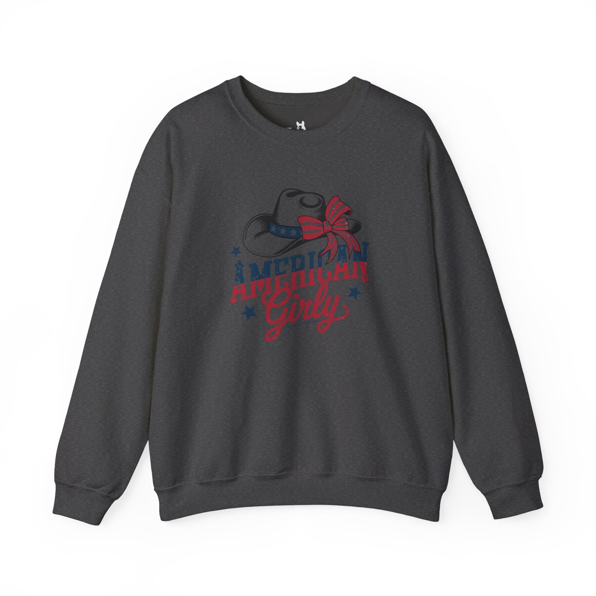 American Girly Fleece Pullover Sweatshirt The Cinchy Cowgirl - Print S Dark Heather