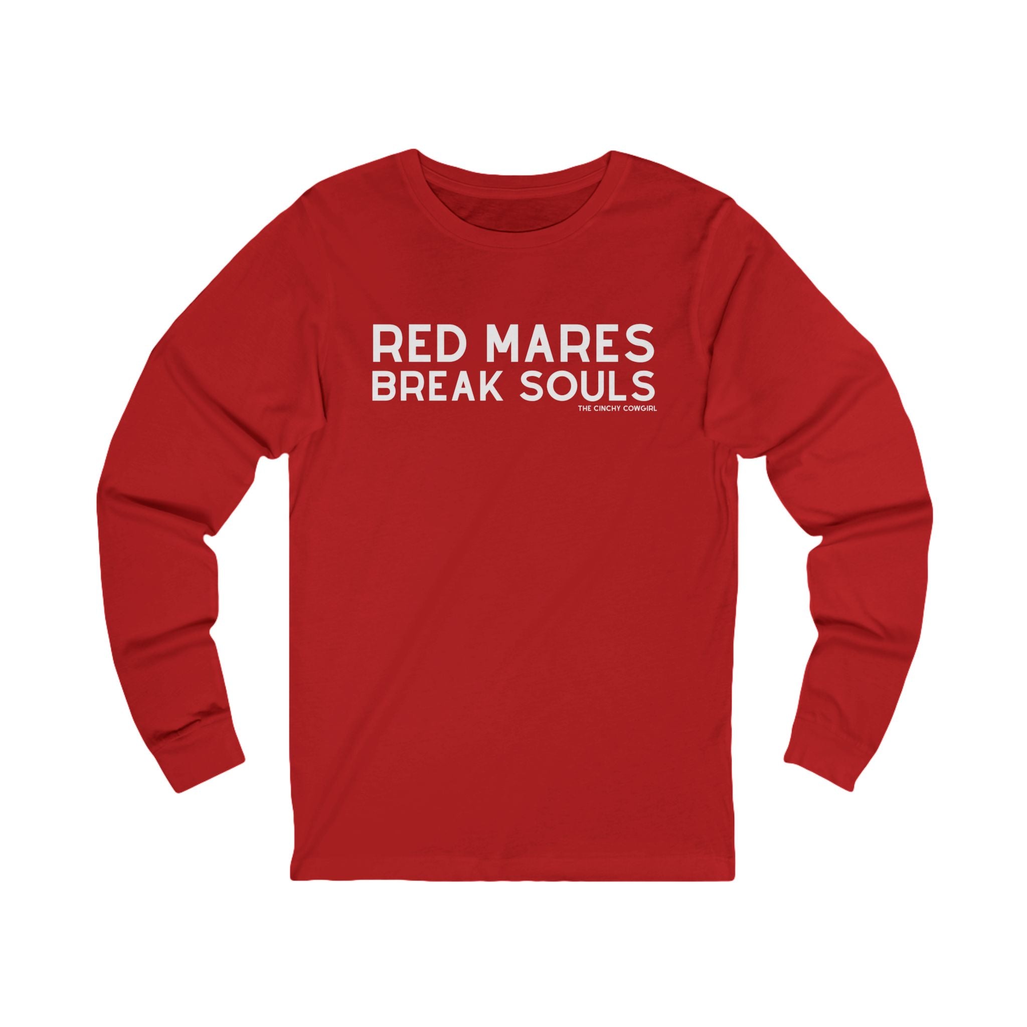 Red Mares Break Souls Long Sleeve Tee Long-sleeve The Cinchy Cowgirl - Print S Red