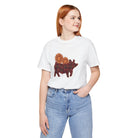 Burgundy Sunflower Show Pig Short Sleeve Graphic Tee T-Shirt Printify