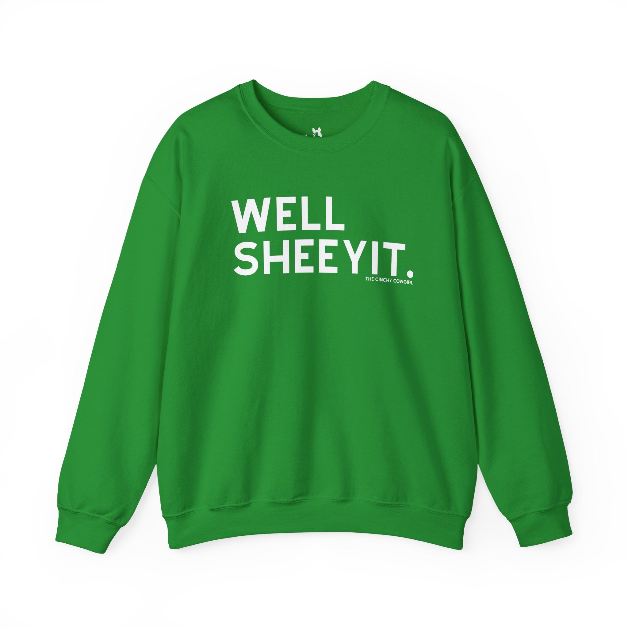 Well Sheeyit Fleece Pullover Sweatshirt The Cinchy Cowgirl - Print S Irish Green