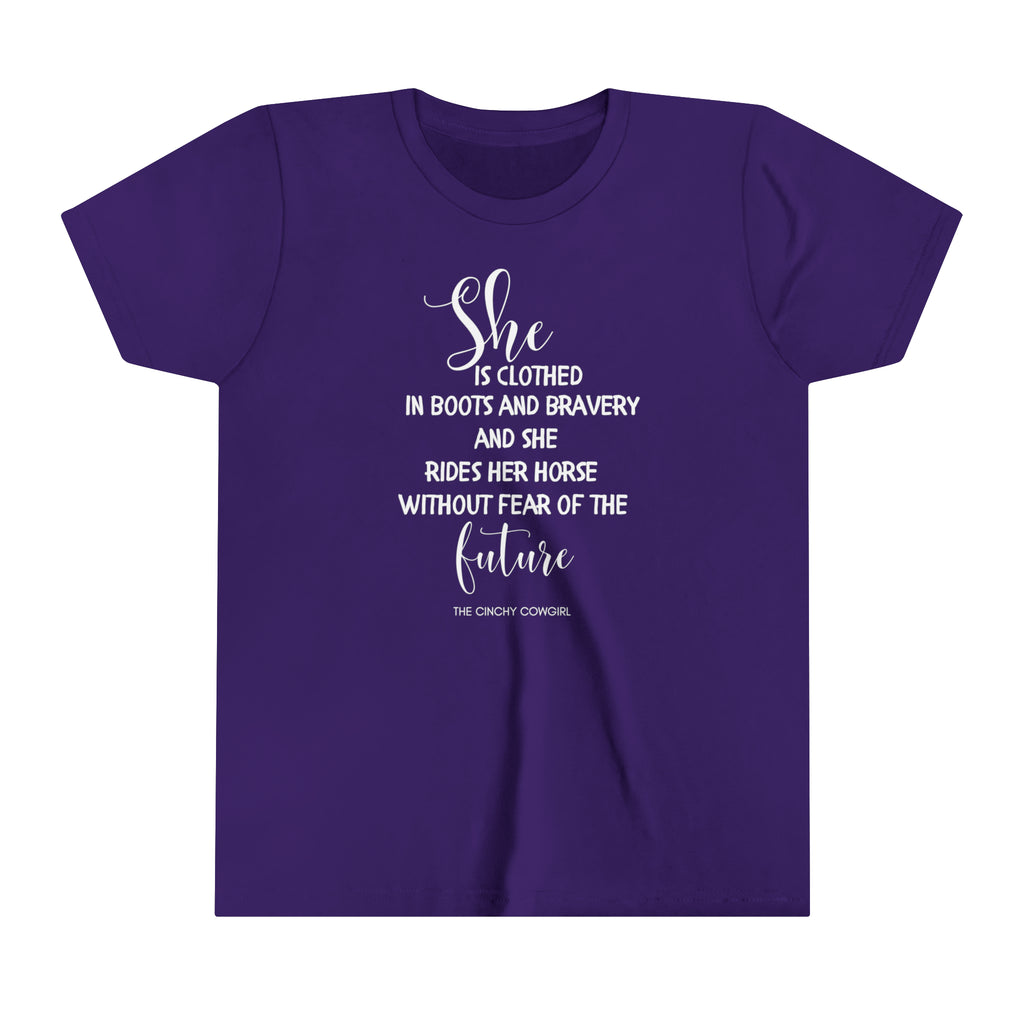 She is Clothed Youth Short Sleeve Tee Purple