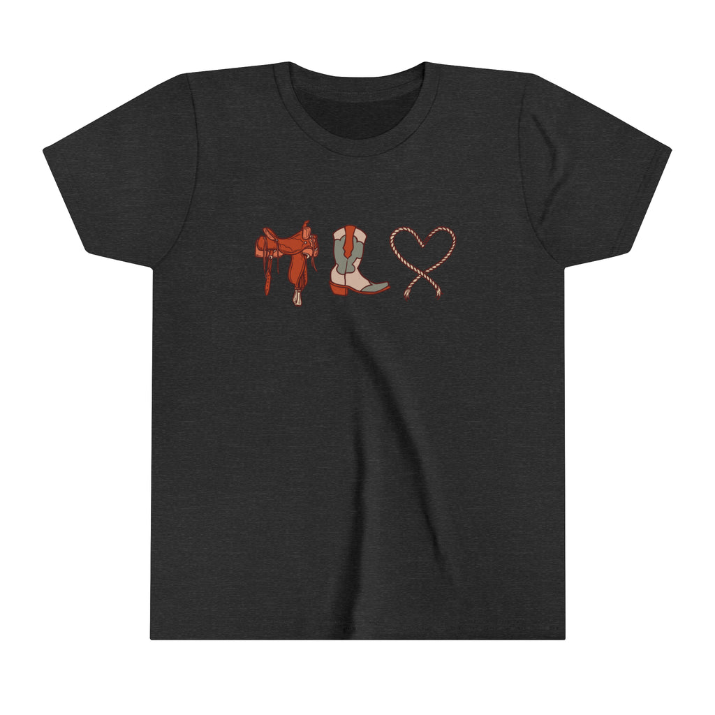 Western Love Youth Short Sleeve Tee Dark Grey