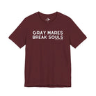 Gray Mares Break Souls Short Sleeve Tee T-Shirt The Cinchy Cowgirl - Print Maroon XS