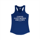 Coffee, Cuss Words And Cows Tank Top Tank Top The Cinchy Cowgirl - Print XS Solid Royal