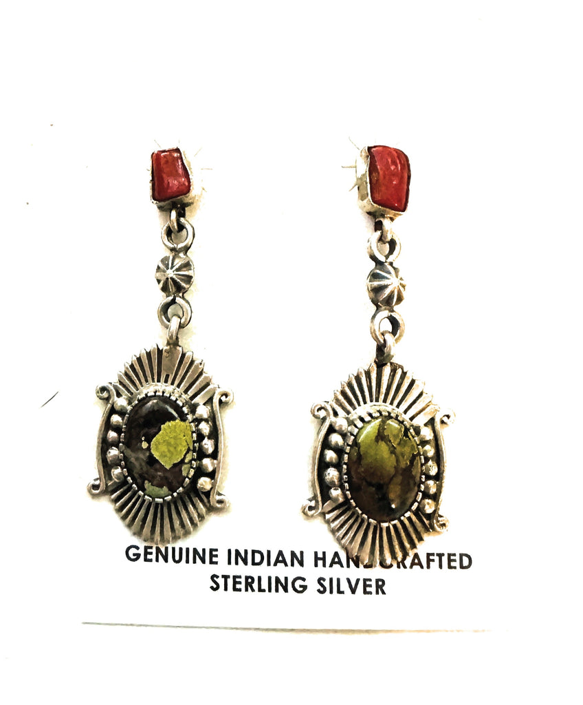 The Tibetan Dangle Earrings NT jewelry NizhoniTradersLLC   