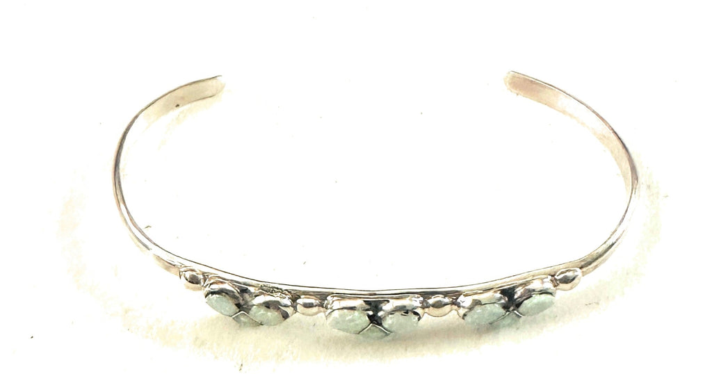 White Opal Heart Baby Cuff Bracelet NT jewelry Nizhoni Traders LLC   