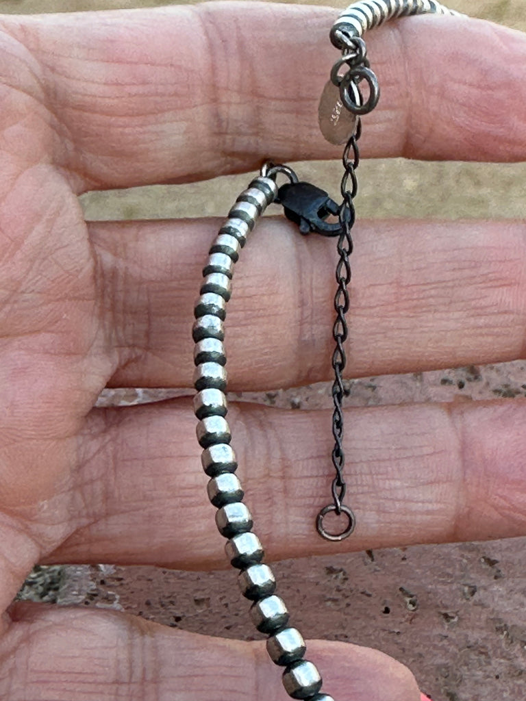 Navajo Sterling Silver Beaded Wrap Choker Necklace NT jewelry Nizhoni Traders LLC   