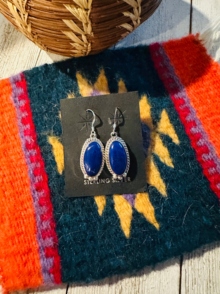 Navajo Lapis Dangle Earrings NT jewelry Nizhoni Traders LLC   