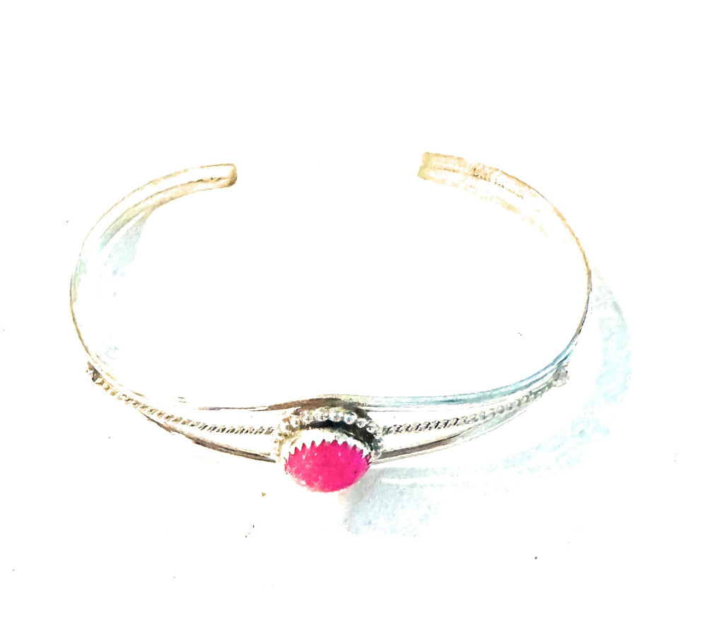 Hot Pink Southwestern Cuff Bracelet NT jewelry Nizhoni Traders LLC   