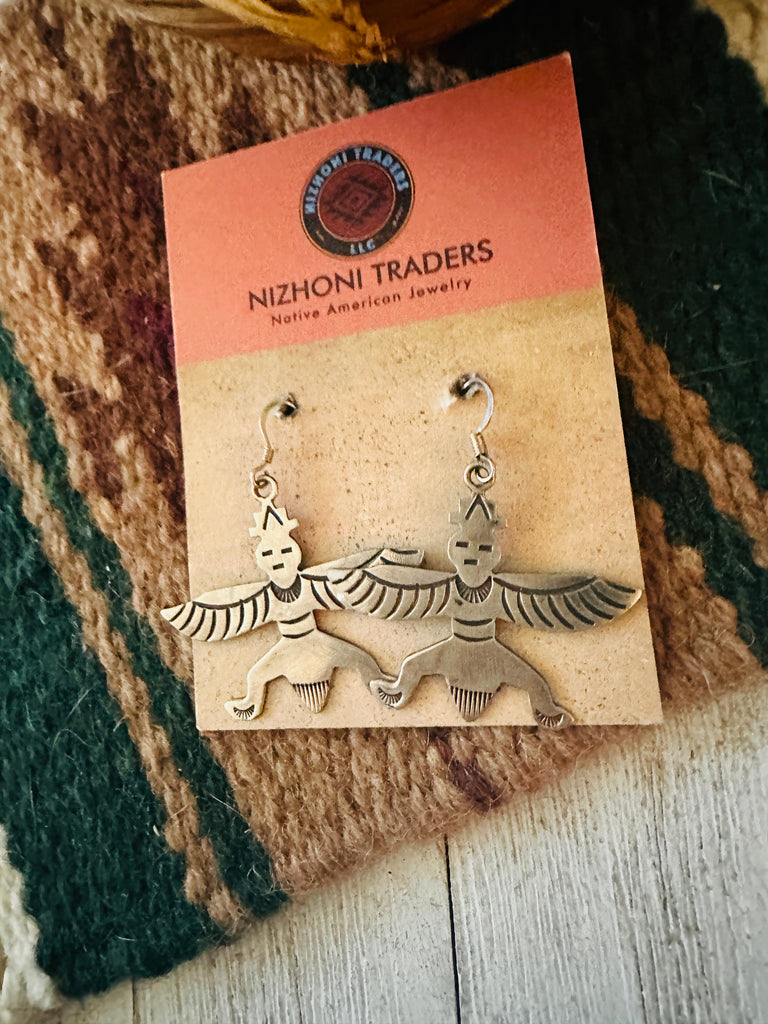 Vintage Old Pawn Navajo Sterling Silver Thunderbird Dangle Earrings NT jewelry NizhoniTradersLLC   