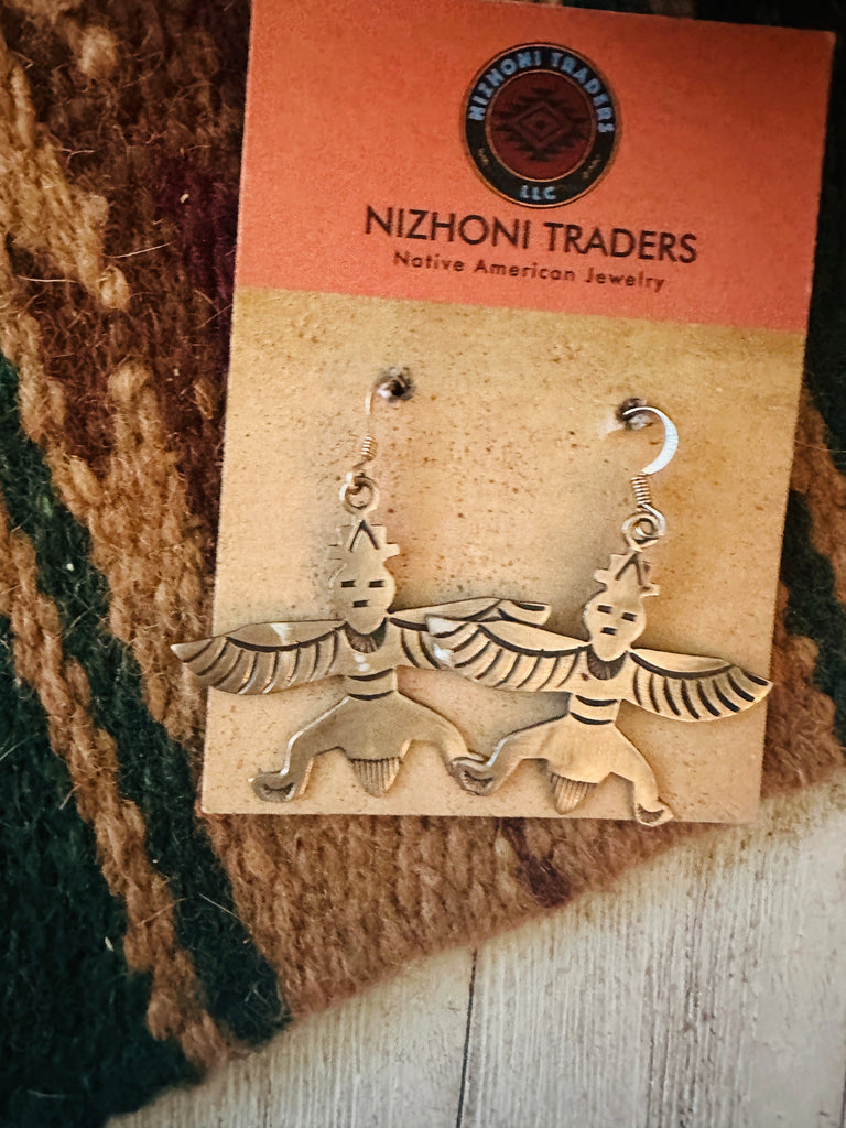 Vintage Old Pawn Navajo Sterling Silver Thunderbird Dangle Earrings NT jewelry NizhoniTradersLLC   