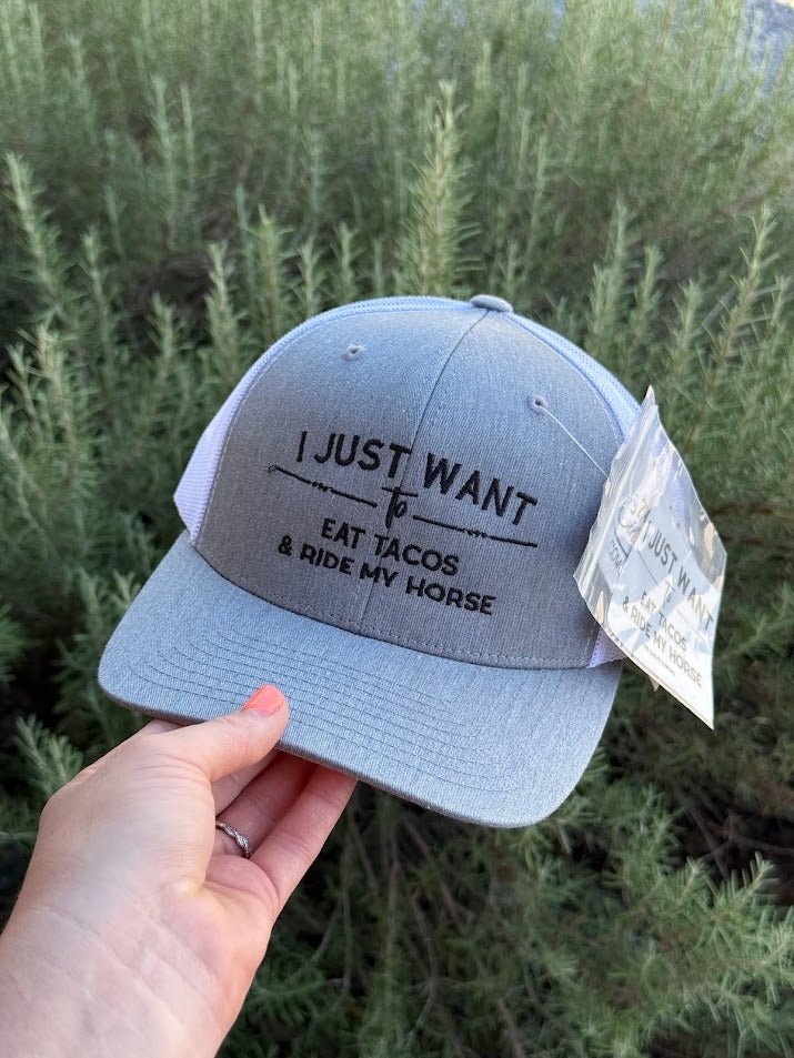 Eat Tacos Embroidered Hat - Gray/White The Cinchy Cowgirl