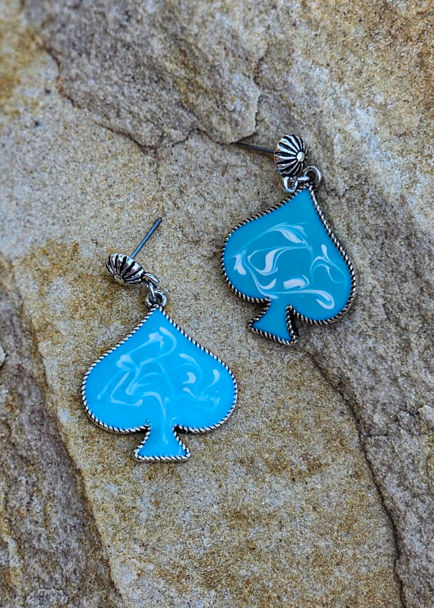 Ace Of Spade Stud Earrings Earrings Blue Tortoise