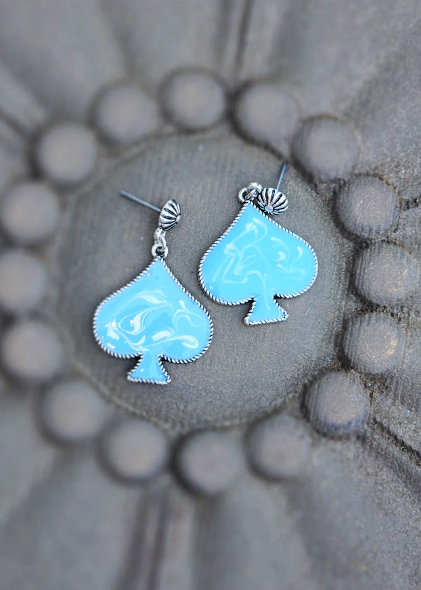 Ace Of Spade Stud Earrings Earrings Blue Tortoise
