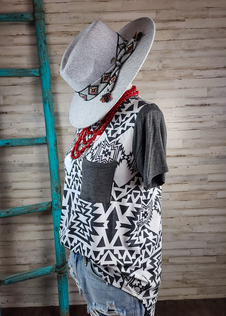 Aztec Block Charcoal Tunic Tunic Avery