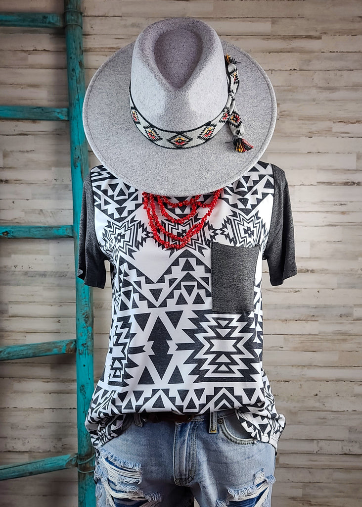 Aztec Block Charcoal Tunic Tunic Avery
