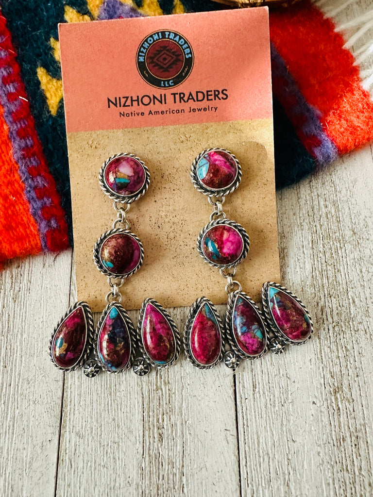 Pink Dream Mojave Dangle Earrings NT jewelry Nizhoni Traders LLC   