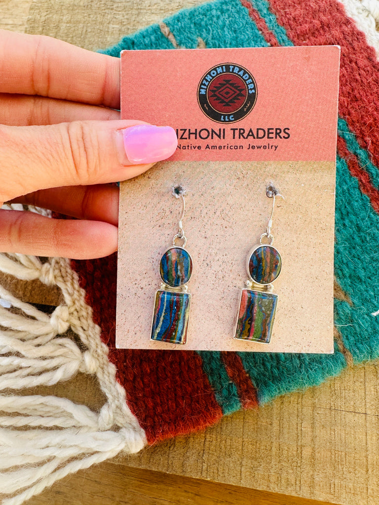 Get Lost in the Rainbow Dangle Earrings NT jewelry Nizhoni Traders LLC   